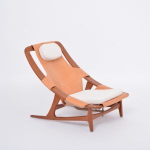 Reupholstered Scandinavian 'Holmenkollen' lounge chair by Arne Tideman Ruud